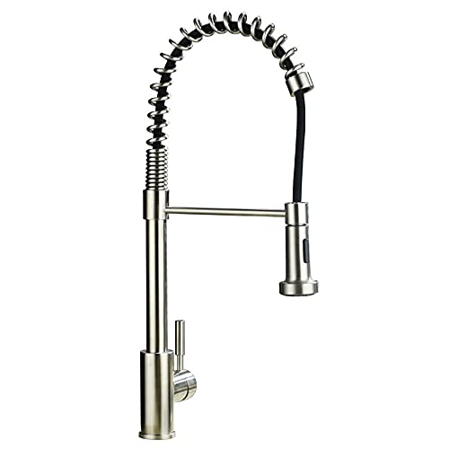 Robinet de cuisine avec douchette extractible mitigeur moderne en acier brossé jet double fonction
