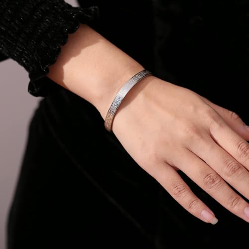 أساور ذهبية بتصميم آية الكرسي بخط لعربي للنساء والرجال من شوداي هدايا مجوهرات إسلامية سوار كهدية للعيد ورمضان ورأس السنة الجديدة للجنسين فضي+A