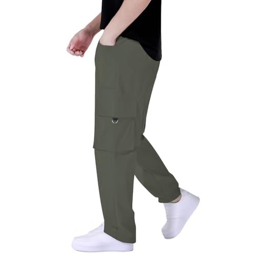 Mens Casual Cargo Pants Straight Leg Drawstring Athletic Pants Solid Color Lightweight Running Sweatpants for Joggers2