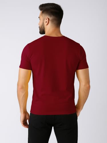 Image of Friskers Men's V-Neck Short Sleeves Cotton T-Shirt - Casual T-Shirt, Regular Fit