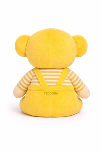 Image of Bow Monkey Soft Toy for Girls Boys Kids, Yellow, Animal Stuffed Baby Teddy Gift Birthday, 25 cm