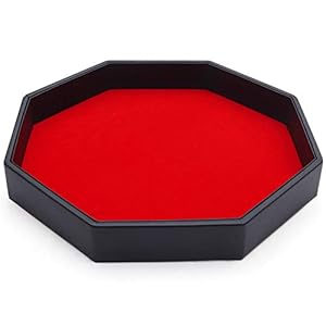 Belle Vous Zwart PU Leren en Rood Velours Octogonale Rol Dobbelstenen Opslag Bak – Dobbelstenen Houder Voor Tafelgames…