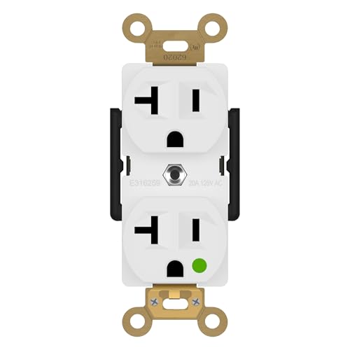 ENERLITES Hospital Grade Outlet, Industrial Grade Duplex Receptacle, Heavy-Duty Straight Blade Devices, 20A 125VAC, 5-20R, 62020, White by ENERLITES - Used condition - US$6.42