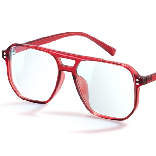 Image of livho Retro Aviator Blue Light Blocking Glasses for Women Men with Soft Case, Trendy Rectangle Computer Eyeglasses