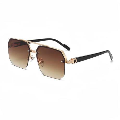 Lunettes de soleil double pont en métal polygone rétro pour homme et femme style tendance