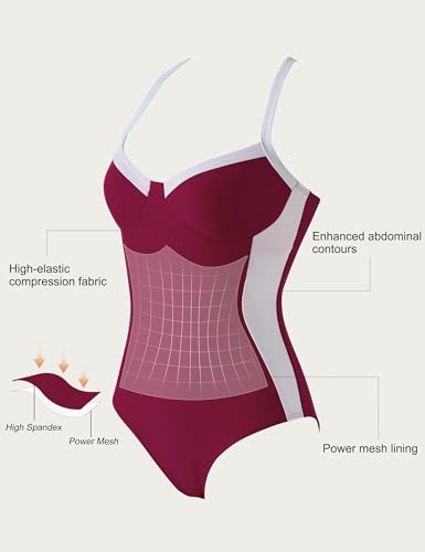Image of SUUKSESS Womens Tummy Control One Piece Swimsuit Sexy Crisscross Back Bathing Suit
