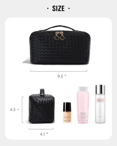 EACHY Travel Makeup Bag,Large Capacity Cosmetic Bags for Women,Waterproof Portable Pouch Open Flat Toiletry Bag Pattern Makeup Bag