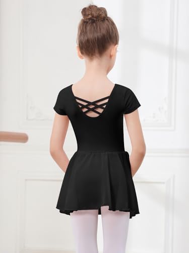 Abito Da Balletto Per Bambina SEAUR – Maglia In Cotone Con Maniche In Pizzo E Gonna In Chiffon – Nero, Taglia 140 Cm - 2