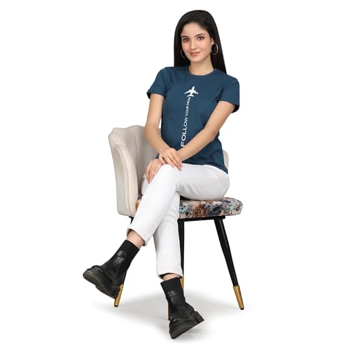Image of Women's Slim Fit Graphic Printed T-Shirt | Soft 100% Cotton Fabric | Round Neck Half Sleeve Casual Top, Travel & College Pack of 2 Set