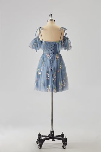 Women's Homecoming Dresses Short Flower Embroidery Tulle Formal Prom Dresses for Teens2