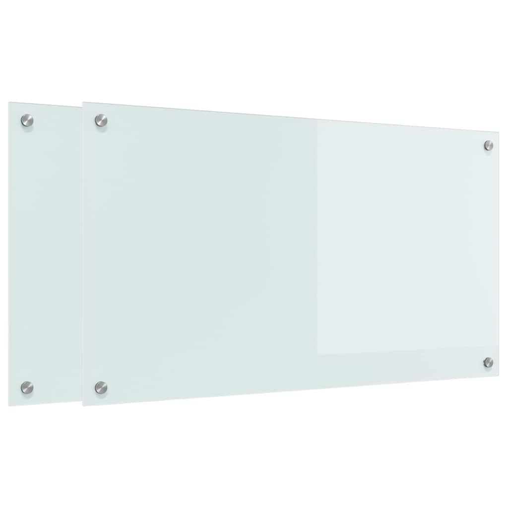 Solivagant Küchenrückwand 2 pcs Weiß 90 x 50 cm Gehärtetes Glas, Küche Esszimmer,Küchenhelfer -utensilien, 19.9 kg-3415525
