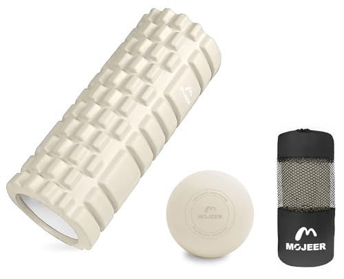 フォームローラー 筋膜リリース 2個セット マッサージボール ストレッチ ポール エクササイズポール YJZ33AMQ (ベージュ)