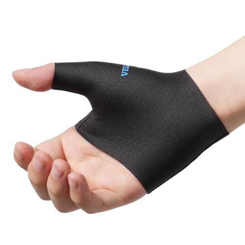 Velpeau 2pcs Thumb and Palm Compression Sleeve for Tendonitis, Black, L