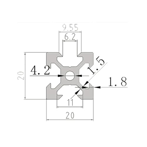 Profilé aluminium 2020 argenté 300mm de haute précision géométrique - 3
