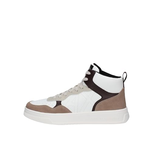  Scarpe Uomo Sneakers High Top in Ecopelle con Dettagli in Microsuede 41