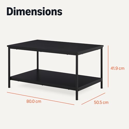 Table Basse Rectangulaire Noire 80 cm avec Étagère – Amazon Basics