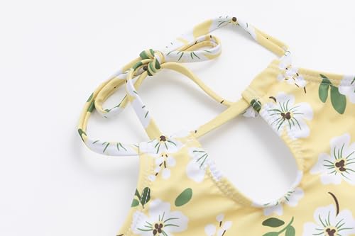 LIZENS Girls' Swimwear Halter one Piece Neck Wrap Beach Bathing Suit for Girls Tie Toddler Cute Kids Swimsuit3