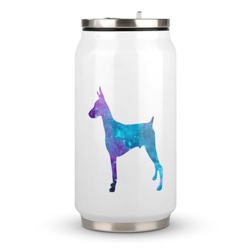 Pet Dog Cups,Doberman Cup Stainless Steel Travel Tumbler with Lid And Straw, Travel Drinking Botter Water Glasses Keeps Drinks Cold & Hot,300ml