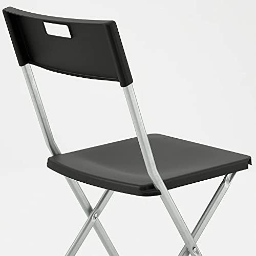 IKEA Steel Foldable/Durable Chair With Cut-Out Handle/Back Rest- Black By Stockland 3