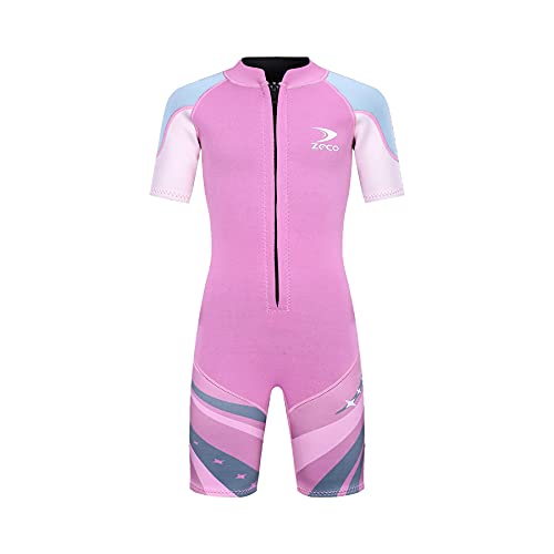 ZCCO Kids Wetsuit 2.5mm Childrens Shorty Wetsuit Neoprene Thermal Swimsuit,Youth Boys Girls One Piece Wet Suits (Pink,S) - Image 2