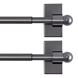 H.VERSAILTEX Magnetic Curtain Rods Adjustable Lenght from 16-28 Inch with Petite Ball Ends for Small Windows, 1/2