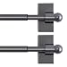 H.VERSAILTEX Magnetic Curtain Rods Adjustable Lenght from 16-28 Inch with Petite Ball Ends for Small Windows, 1/2" Diameter, Pewter, 2 Packs