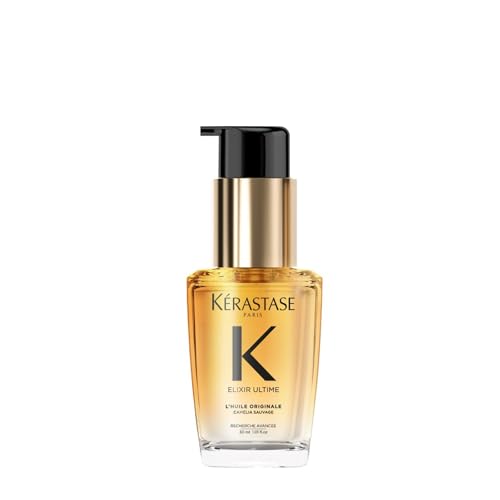 Kerastase Elixir Ultime L’Huile Original Hair Oil For All Hair Types – Hydrates, Strengthens and Adds Shine With Heat Protection and Frizz Control, With Wild Camellia