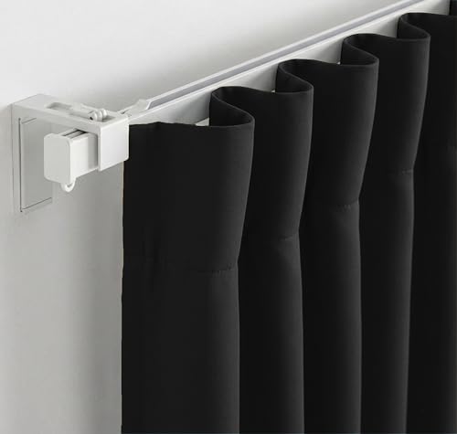 Image of FRESH FROM LOOM Premium 5 ft Window Curtains for Slider Track | Non-Ring Curtains | S-Wave Pleat | | Non-Ring Curtains | S-Wave Pleat | Parda | Blackout Parde | (Black | 5 Feet Long, 1pc Only)