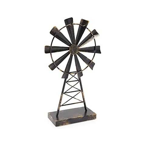 Farmlyn Creek Metal Windmill for Farmhouse Decor, Rustic Home Decorations (8 x 14 Inches) Cover