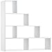 ORGANIZE Bibliotheque Blanche Contemporaine - Meuble Etagere de Rangement 4 Niveaux, sous Escalier ou Pente - pour Salon, Bureau, Chambre -114x30x114 cm