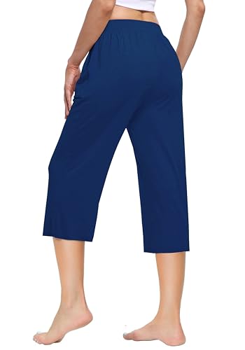 3 Pack Women's Capri Sweatpants, Cozy Wide Legs Cropped Capri with Pockets, Lounge Jogger Pants Workout Yoga Capris3
