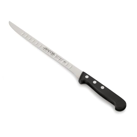 Arcos Coltello da Prosciutto 24 cm in Acciaio Inossidabile, Lama Affilata per Taglio Preciso di Carne e Salumi, Manico Ergonomico in POM, Serie Universale, Colore Nero