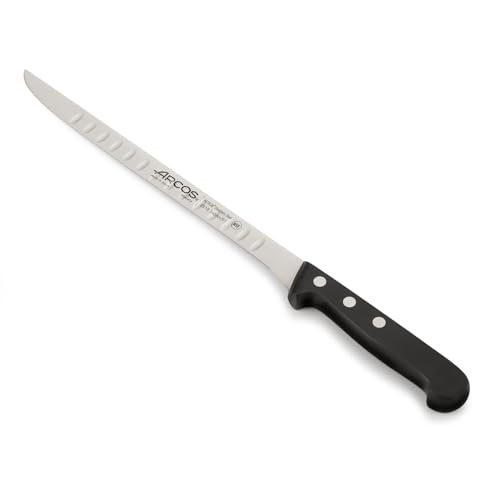ARCOS Jamonmesser mit Kullenschliff aus Edelstahl - Klinge 240 mm, Griff aus Polyoxymethylen POM für Präzises und Einfaches Schneiden oder...