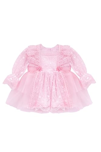 Lilax Baby Girls' Lace Floral Embroidered Dress, Christening Baptism Dress2