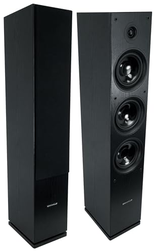 Rockville RockTower 68B 6.5-in Black 3-Way 500-Watt Peak / 125-Watt RMS Home Audio Tower Speakers with Dual Woofers, Passive 8 Ohm, 2-Piece