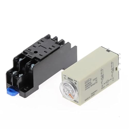 Temporizador relé H3Y-2 DPDT con retardo de encendido analógico y base de conexión de 8 pines 3