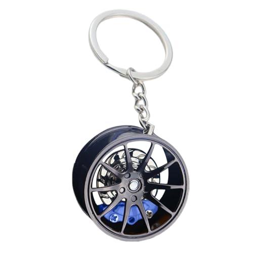 Llavero de cubo de coche, llavero de llanta de rueda, llavero de cubo de metal, freno rojo, llave integrada, llavero en forma de cubo de rueda de coche, llavero de regalo creativo, joyería para