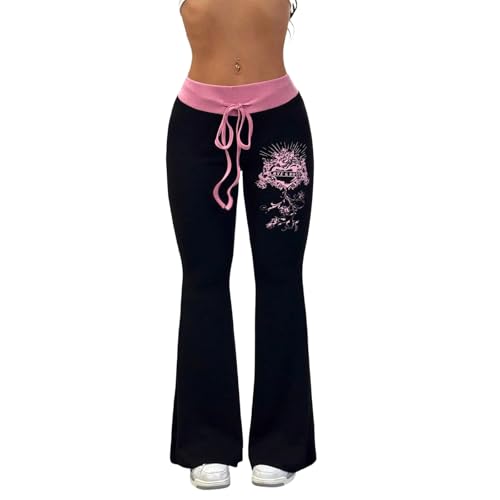 Pantalon décontracté motif floral et coupe bootcut étroite stretch pour femme moderne