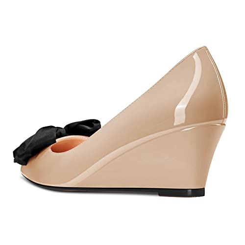 Castamere Women Wedge Mid Heel Close Pointed Toe Slip-on Pumps 2.0 Inches Heels Office Dress Shoes3