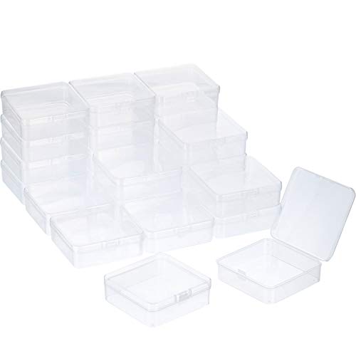 Image of 24 Packs Small Clear Plastic Beads Storage Containers Box with Hinged Lid for Storage of Small Items, Crafts, Jewelry, Hardware(3.3 x 3.3 x 1.2 Inches)