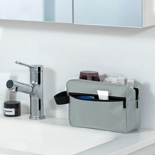 Elviros Travel Toiletry Bag for Men and Women, Hanging Dopp Kit for Shaving Bag and Cosmetic Accessory,Light Dark Grey