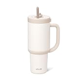 Ello Oasis 30 oz Tumbler with Handle & Retracting Straw | Reusable Insulated Stainless Steel Cup 100% Leakproof, Gifts for Teens Women Men | Keeps cold for 24 Hours, Cup Holder Friendly, Cream Tonal