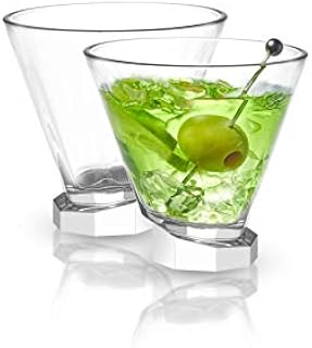 JoyJolt Aqua Vitae Martini Glass Set of 2. Lead Free Crystal Glassware, Round