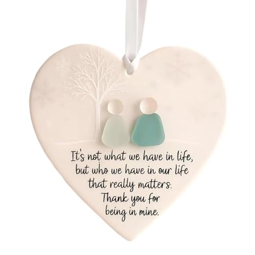 Heart Shaped Friendship Ornament 2D Acrylic Hanging Heart Keepsake Friendship Gifts for Women Christmas Tree Hanging Decoration Friendships Themed Heart Decoration