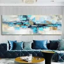 BMGKYAGL Modern Abstract Painting on Canvas Posters and Prints Wall Art Painting Blue Abstract Art Picture for Living Room Home De(20x60cm/Frameless)