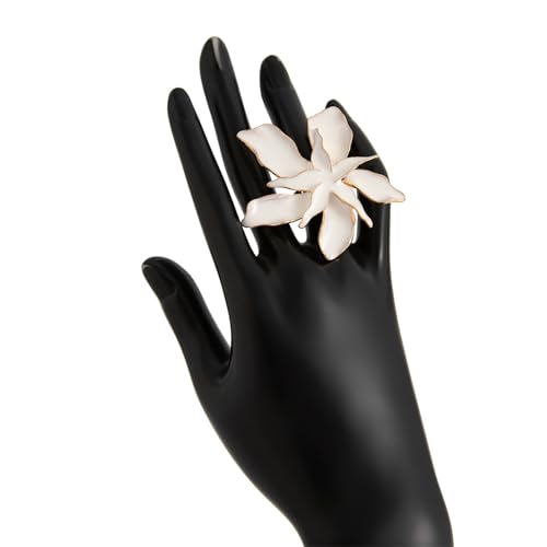 Elegant Big Flower Shaped Rings Adjustable Open for Women Exaggerated Jewelry for Weddings and Birthdays3