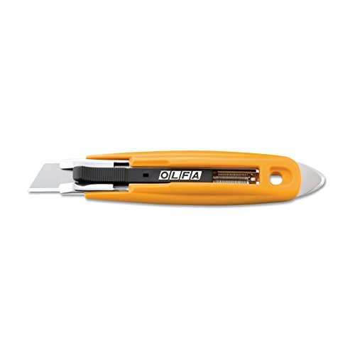 1086095 OLFA SK-9 Self-Retracting Safety Knife with Tape Slitter, 0.75" Cutting Depth, Yellow