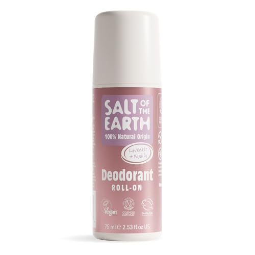 Salt Of The Earth Natürlicher Deo Roller Lavendel & Vanille - 100% Natürliche Inhaltsstoffe - Wirksamer Schutz - Vegan & Tierversuchsfrei - Deo Roll On Damen Männer & Kinder - 75 ml