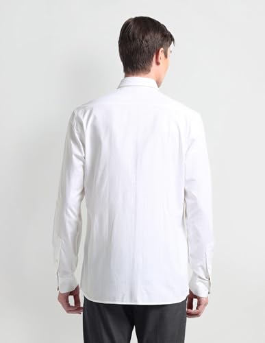 Image of Arrow Solid Slim Fit Mens Formal Shirt - 100% Cotton, Breathable & Comfortable, Full Sleeves Shirts for Men