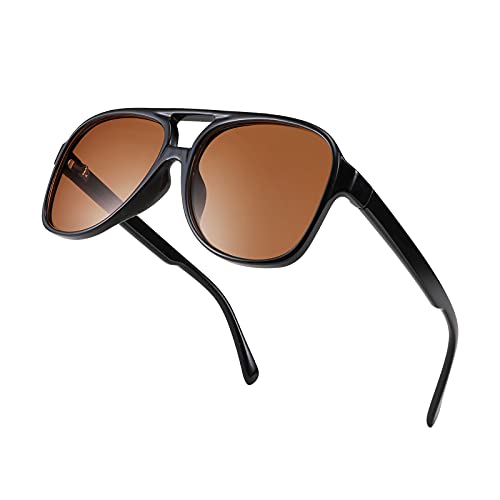 Image of FEISEDY Vintage Retro 70s Plastic Aviator Sunglasses Women Men Classic Large Squared Frame B2751